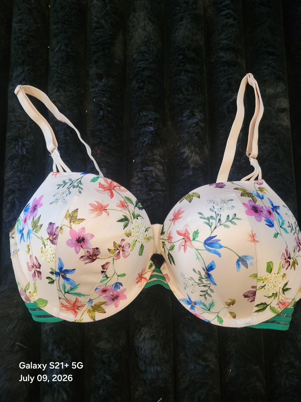 Floral Print Padded T-Shirt Bra - Cream Multicolor